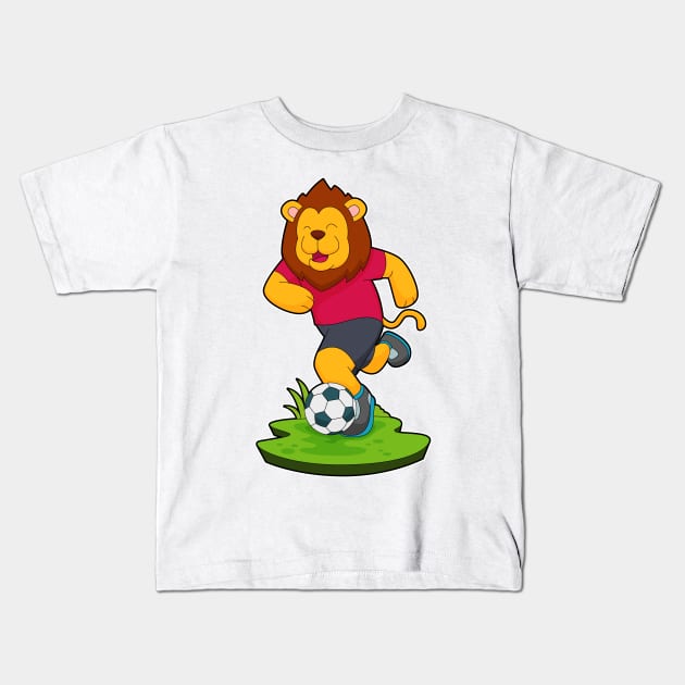 Lion Soccer player Soccer Kids T-Shirt by Markus Schnabel